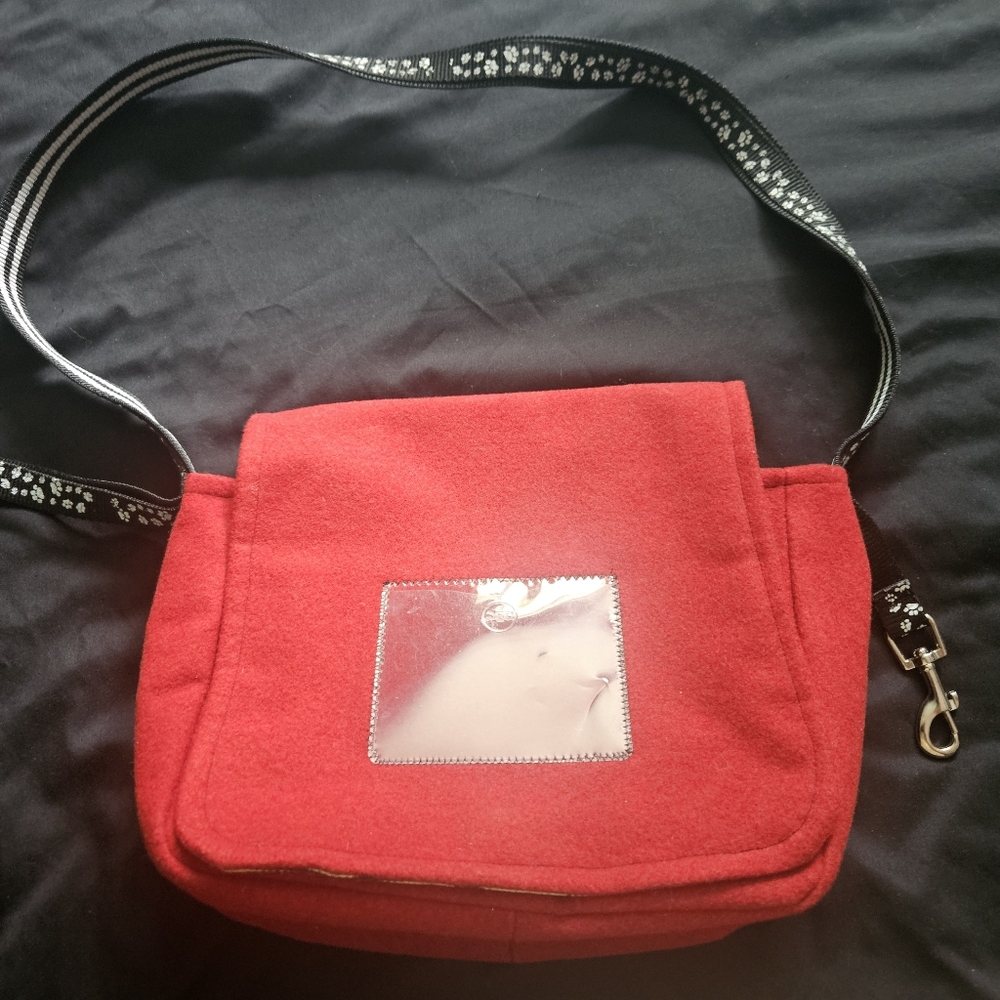 womens purses and handbags Red Felt Pawprint Strap